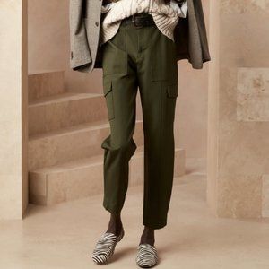 NEW Banana Republic Tapered Cargo Pant Baggy Pocket Belted Green 90s Ankle High